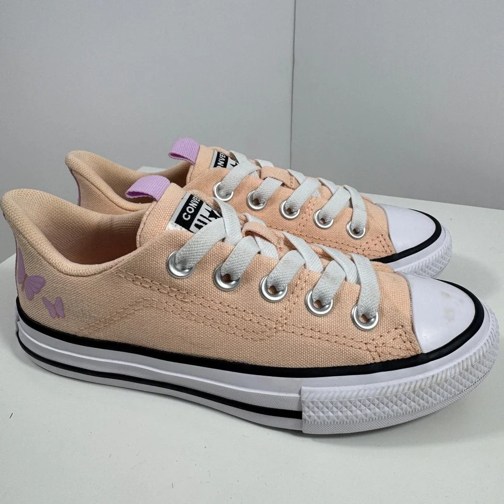 Converse Chuck Taylor All Star Low Top Kids Size 13 Peach Purple Butterfly